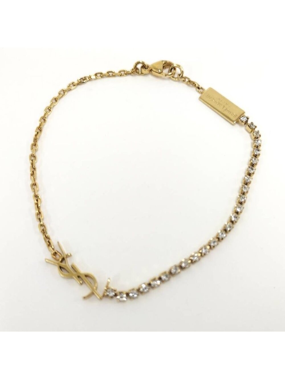 Saint Laurent Bracelet Cassandra Rhinestone Plated Gold